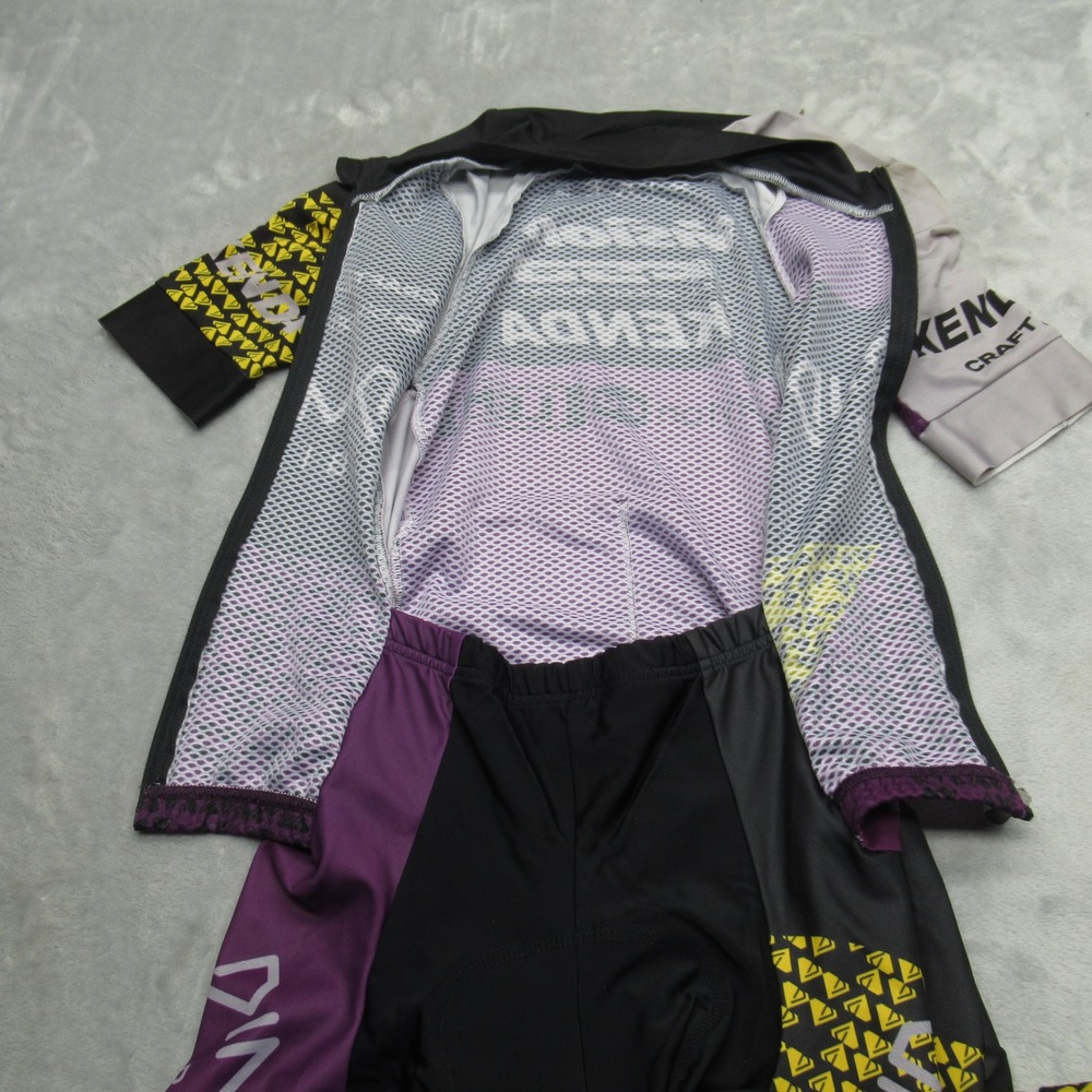 Craft Cycling Triathlon Suit Jersey Womens Small Purple Diamond Padded Full Zip